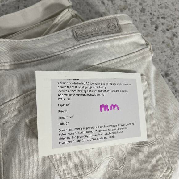 Adriano Goldschmied AG white jeans denim pants 28 like 8 Stilt Roll-up Cigarette - Picture 15 of 15